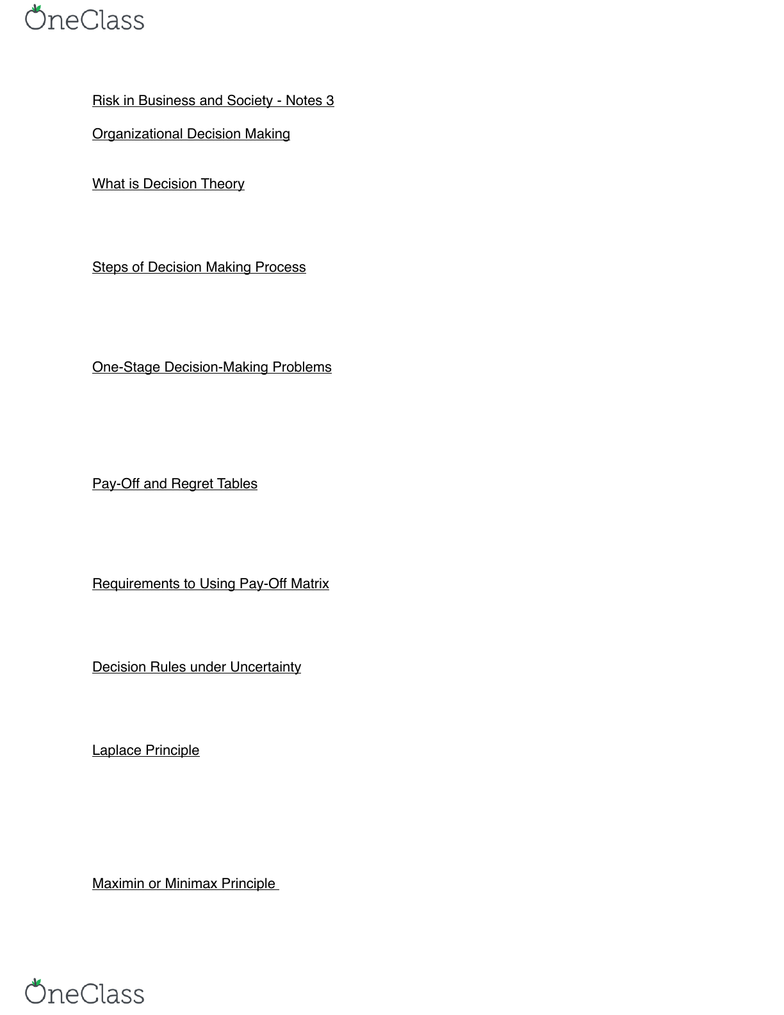RMI-2302 Lecture Notes - Fall 2015, Lecture 3 - Decision Theory,  Collectively Exhaustive Events, Maximum Likelihood Estimation