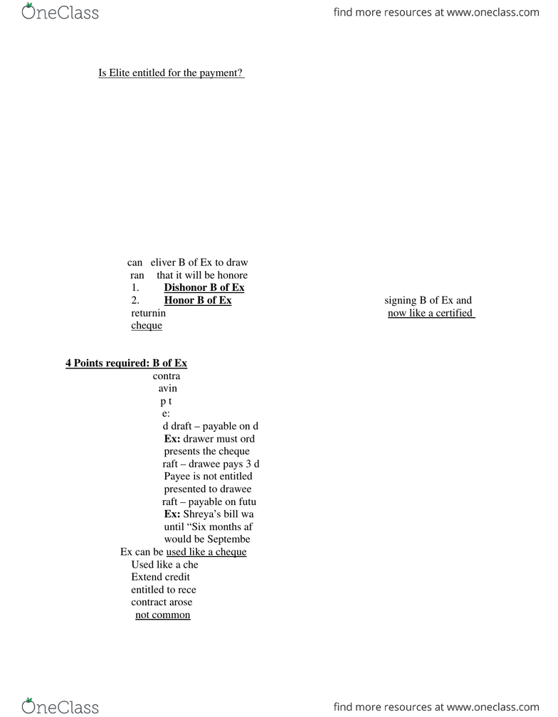 Law 603 Textbook Notes Winter 2015 Chapter 14 Cheque
