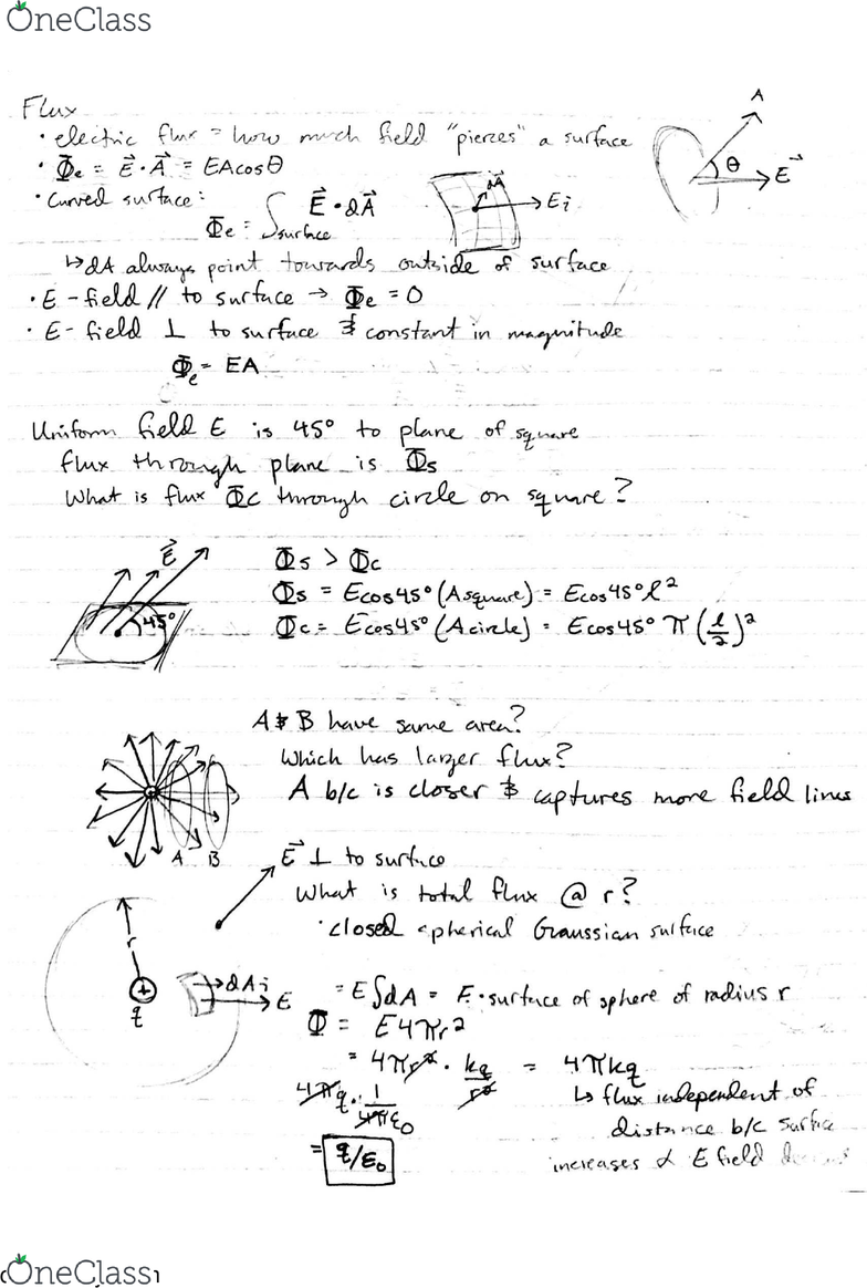 Physics 152 Lecture 6 Intro To Flux And Gauss Law Oneclass