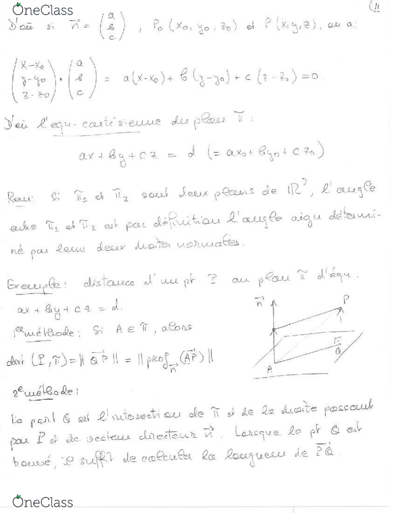 Mat1741 Lecture 1 Resume Geometrie Vectorielle Oneclass