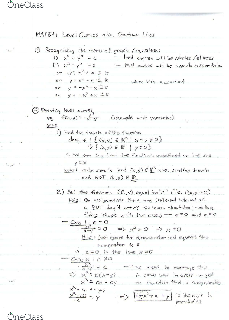 Matb41h3 Midterm Detailed Examples For Drawing Level Curves Oneclass