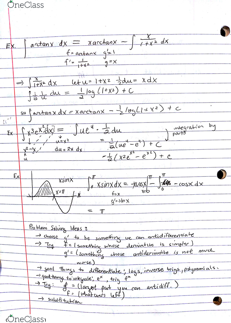 Math 101 Lecture 9 Intergration By Parts Oneclass