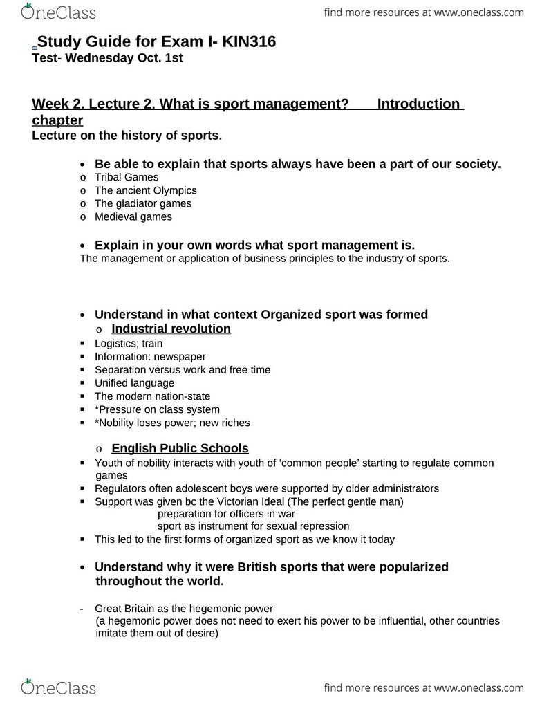 Study Guide For Exam I 1 Got A In The Course EClass