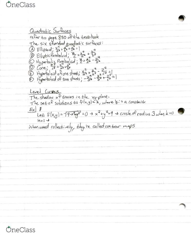 Math 241 Lecture 6 Scalar Triple Product Cylinders And Level Curves Oneclass