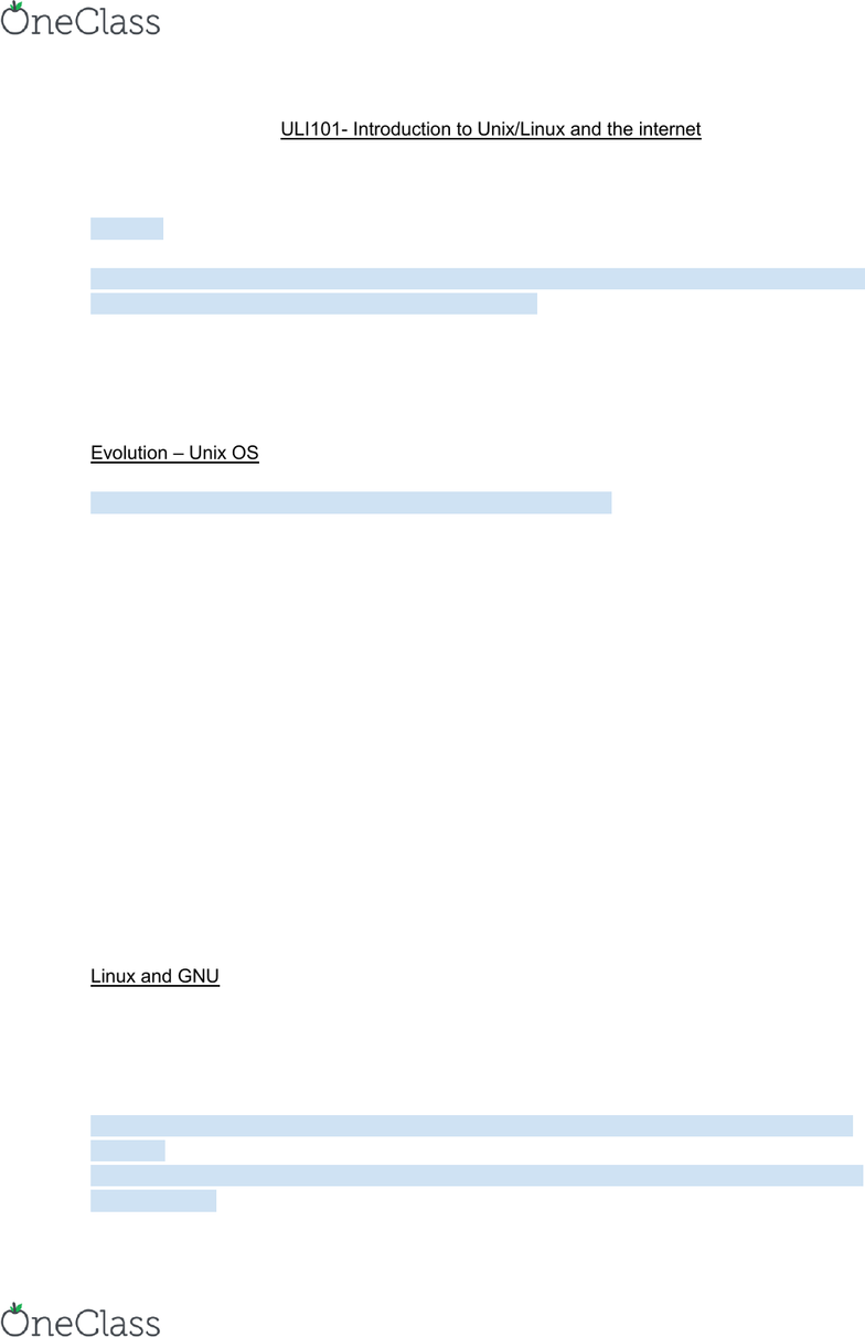 ULI101- Introduction to Unix/Linux and the internet