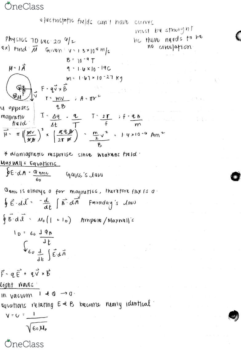 Physics 7d Lecture 19 Lecture 19 Oneclass