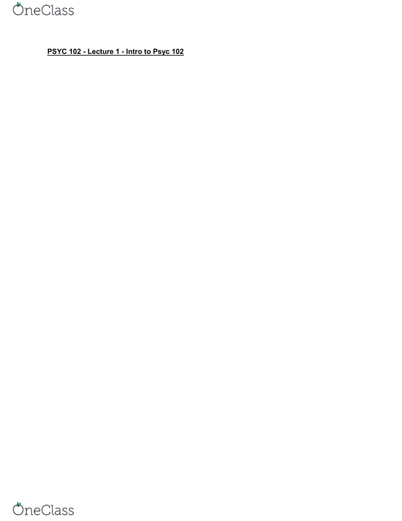 PSYC 102- Midterm Exam Guide - Comprehensive Notes for the exam ( 61 pag...  - OneClass