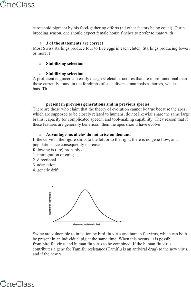 BIOL 1202 Lecture Notes - Spring 2017, Lecture 1 - Gamete, Genotype  Frequency, Stabilizing Selection