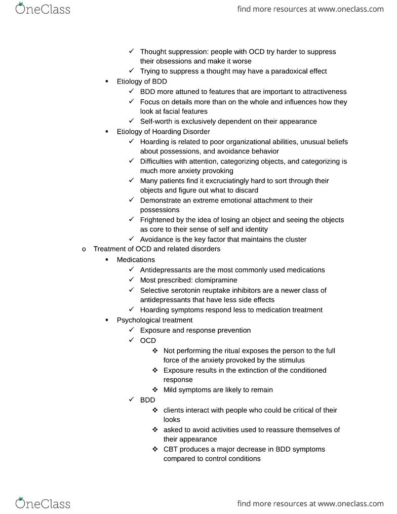 Abnormal Psychology Chapter 7 Notes (full and concise notes) OneClass
