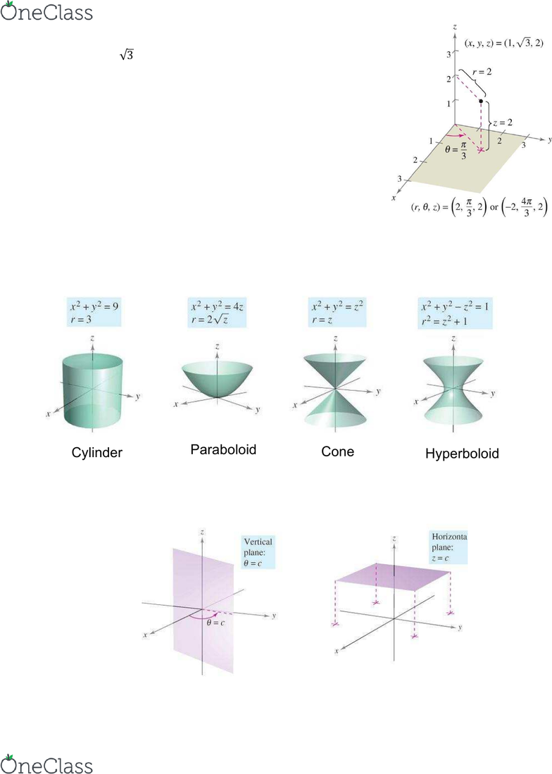 Math 211 Lecture Notes Fall 16 Lecture 11 4000 Miles Paraboloid Cylindrical Coordinate System
