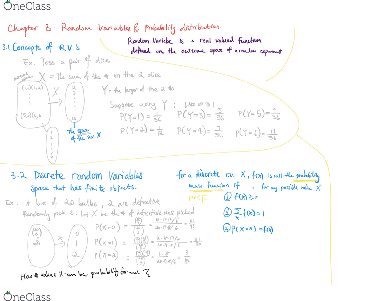 Ma Uy 2224 Lecture 1 Random Variable Probability Distributions Oneclass