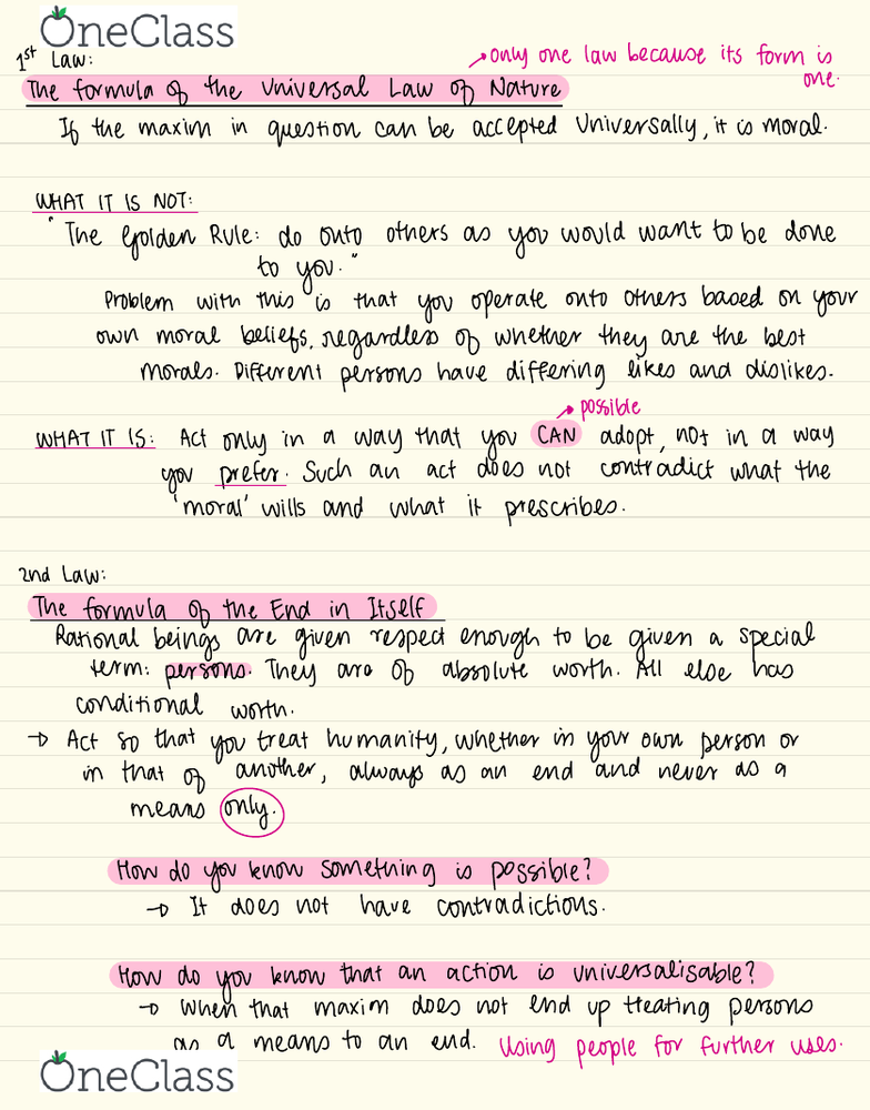 Phil 1413 Lecture Notes Fall 18 Lecture 17 Golden Rule Categorical Imperative