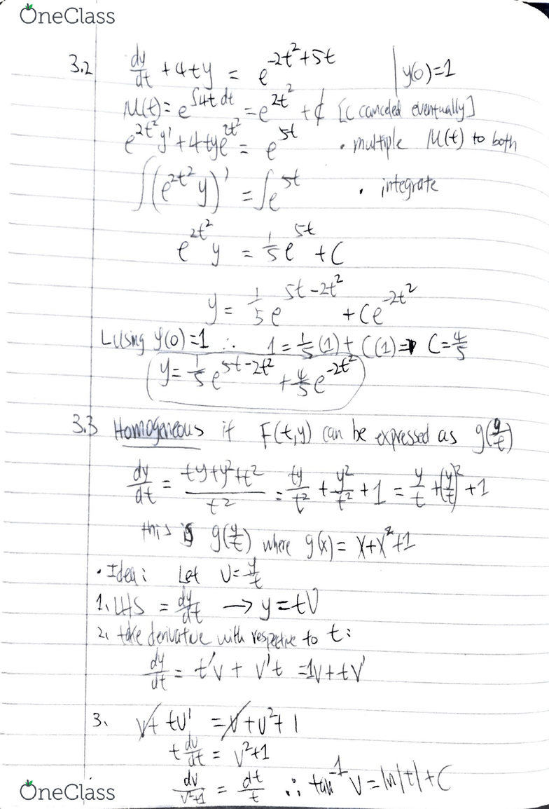 Math 3002 Lecture 3 3 Homogenesous Equation V Substiction And Domain Oneclass