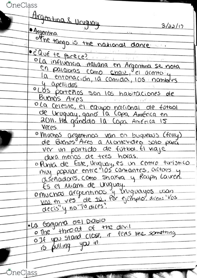 Span106 Lecture 12 Argentina And Uruguay Culture And Facts Oneclass