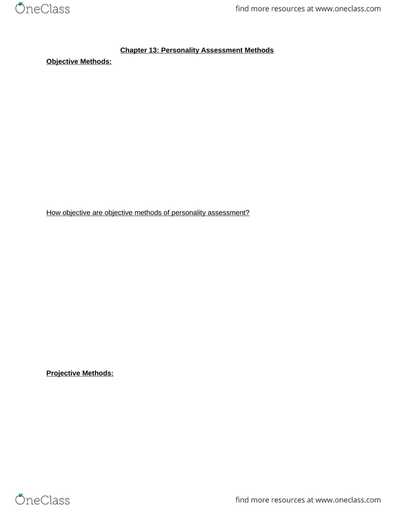 psyc 3090 textbook notes fall 2014 chapter 13 fear objective personality tests