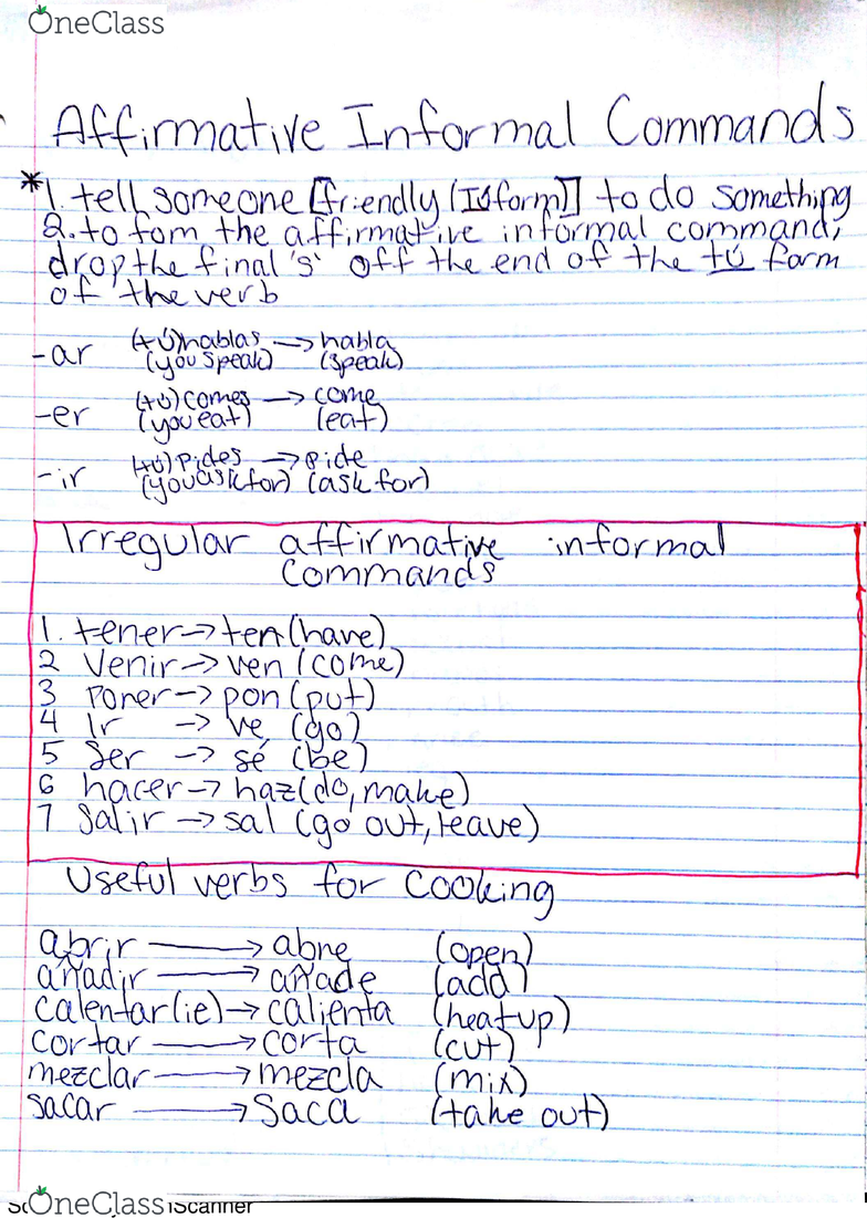 01:940:101 Lecture 1: Affirmative Commands & Direct Object Pronouns -  OneClass