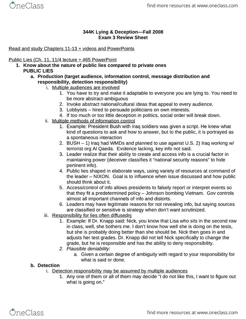 CMS 344K Study Guide Fall 2010 Midterm Doublethink
