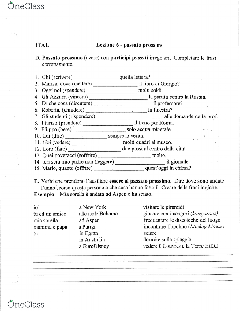 Frasi Con Il Verbo Avere Sentire