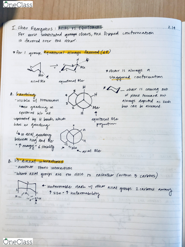 Chem 3a Chapter 5 Chair Energies